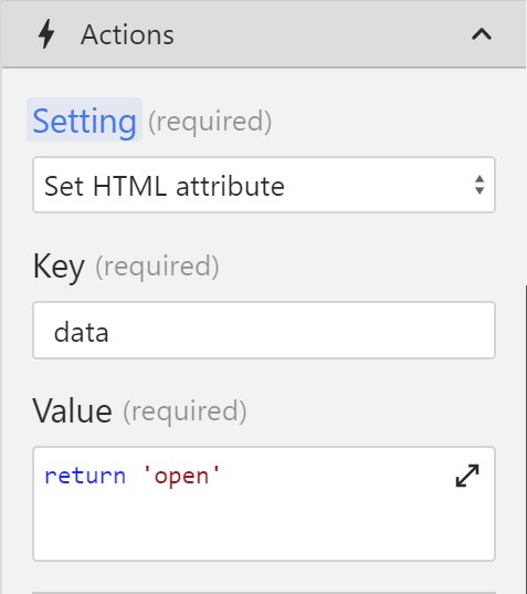 Set HTML attribute Action