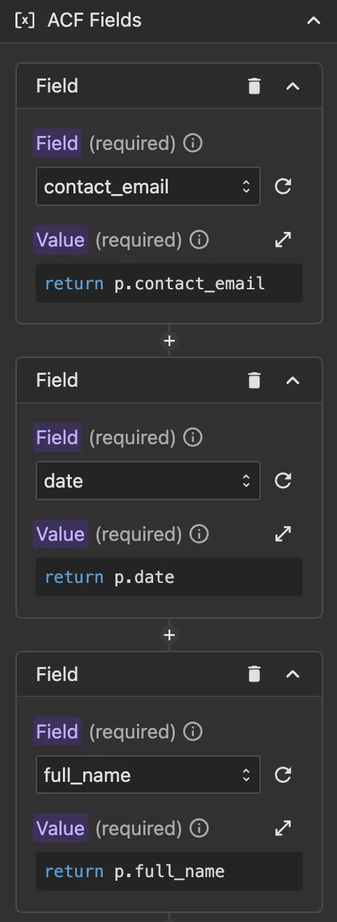 Post with ACF fields