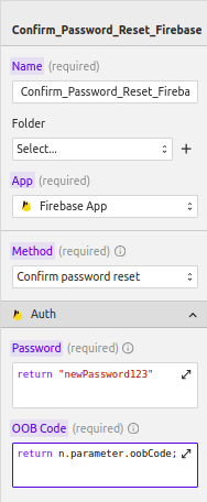 Confirm password reset Firebase