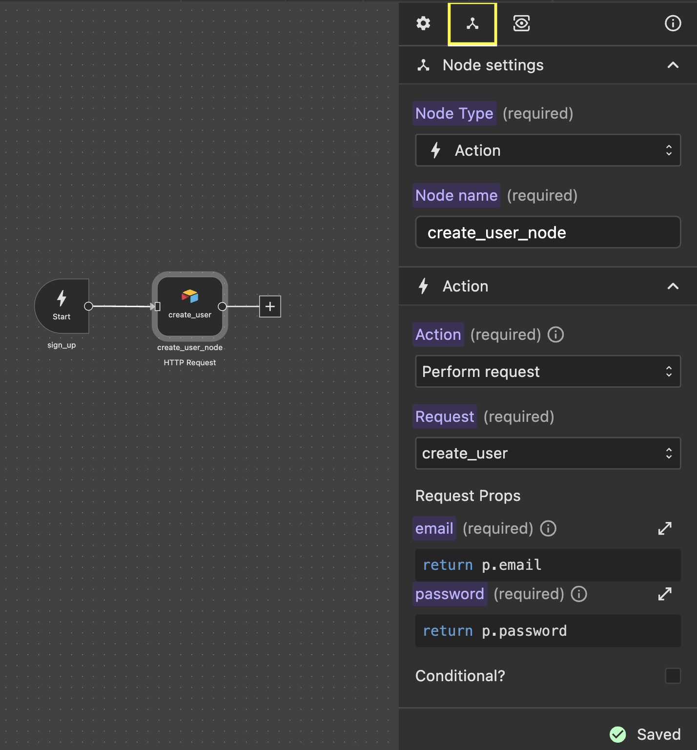 Node select and settings