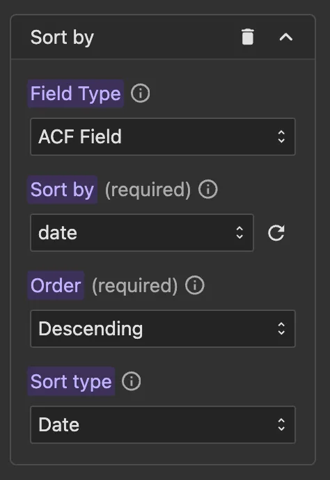 ACF sort