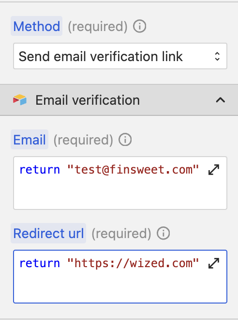 Send email verification link method