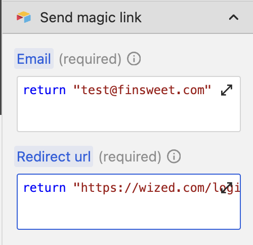 Send magic link method