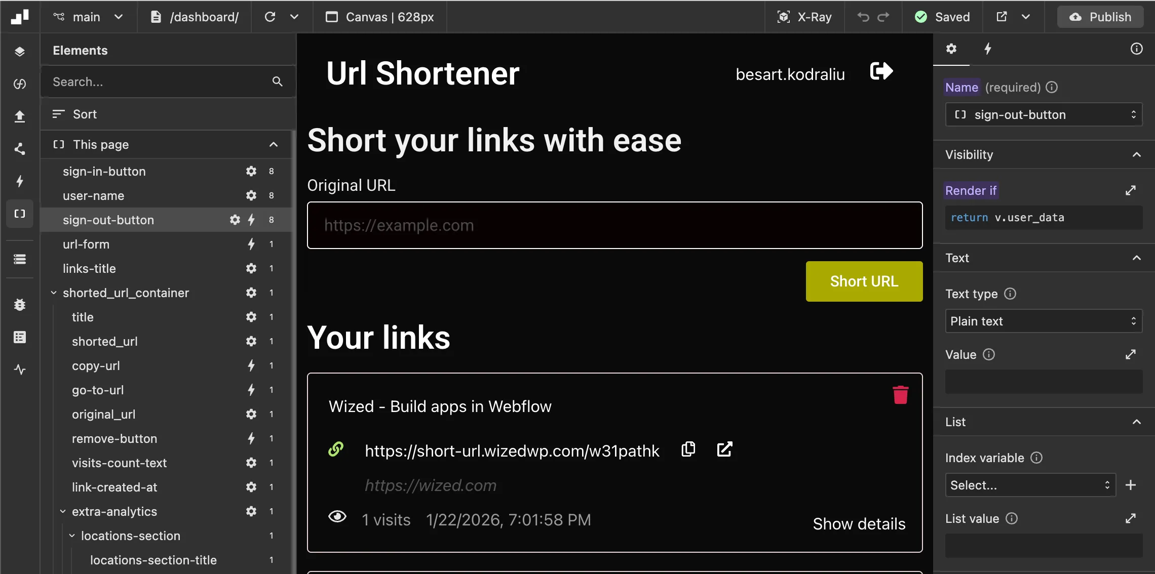 Sign out button example