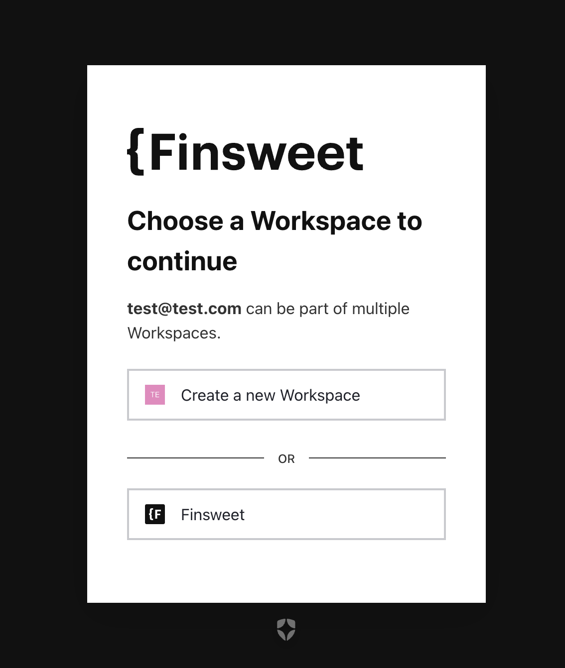 Workspace Selector Login